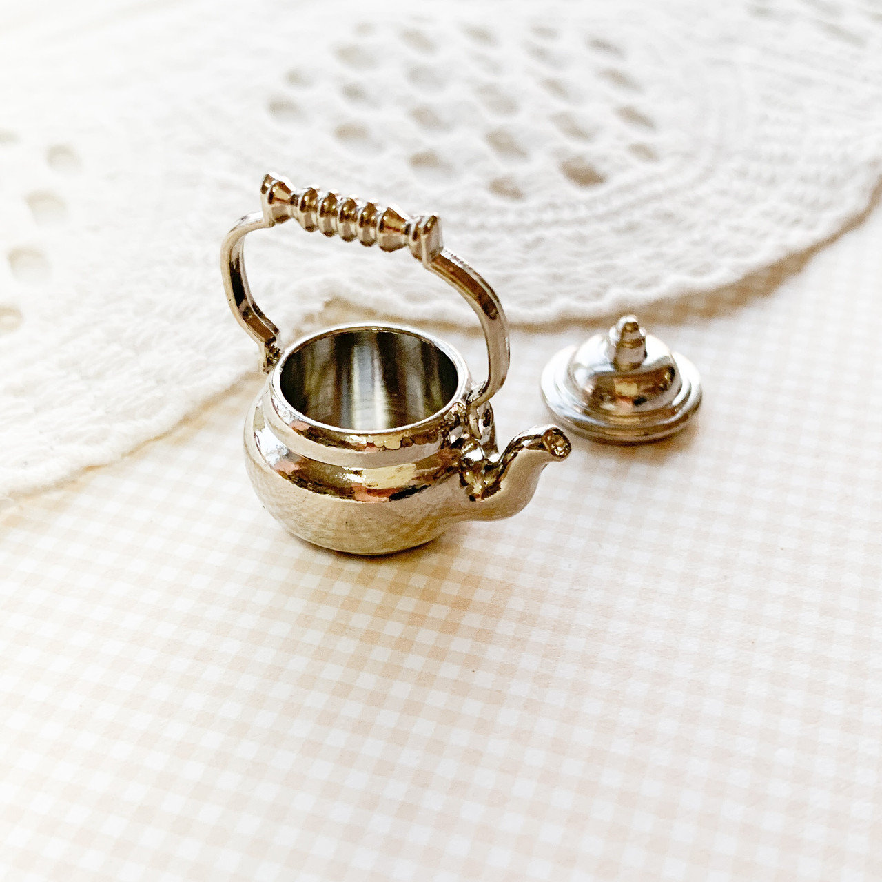 Мініатюра чайник 2.8 см Срібло, фото 1