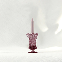 Мініатюра скляний свічник зі свічкою 3 см Марсала