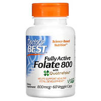 Активна форма фолієвої кислоти, Doctor's Best Folate 800 with Quatrefolic 800 mcg 60 вегетаріанських капсул