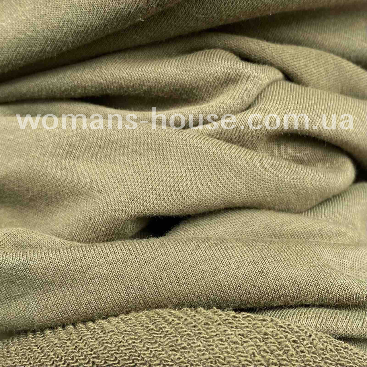 Тканина тринитка без начісу (Петля Діагональ) бавовняна Туреччина 180 см Хакі світлий, фото 1