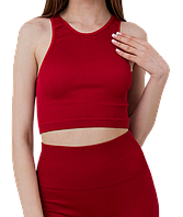 Топ в рубчик женский из микрофибры с открытыми плечами Giulia Halter Top RIB Winery L/XL Красный