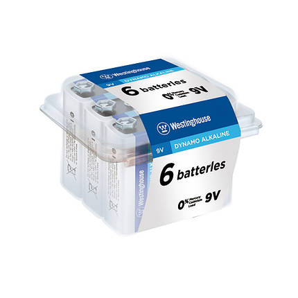 Лужна батарейка Westinghouse Dynamo Alkaline 9V/6LR61 крона 6 шт./пач. plastic case, фото 1