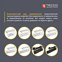 Подовжувач TECCO 4 пости із заземленням 3 м (3*1.0) білий 1 шт./упа, фото 3