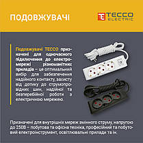 Подовжувач TECCO 4 пости із заземленням 3 м (3*1.0) білий 1 шт./упа, фото 4