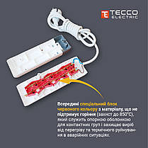 Подовжувач TECCO 4 пости із заземленням 3 м (3*1.0) білий 1 шт./упа, фото 6