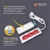 Подовжувач TECCO 6 постів із заземленням 3 м (3*1) білий 1 шт./пач., фото 4