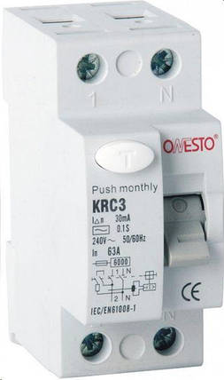 Дифреле ONESTO 1п+N 40А RCD 30mA, тип AC (KRC3), фото 1