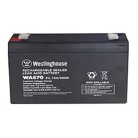 Свинцево-кислотна акумуляторна батарея Westinghouse 6 V, 7 Ah, terminal F2, 1 шт. 94*34*151 мм