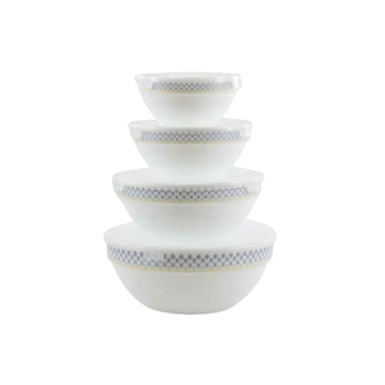 Набір салатників 4 предмети Кобальт (17,5/15/12,5/10,5см) з кришкою склокераміка KH386/S Interos