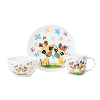 Набір дитячого посуду Baby giraffes 3 пр.: (тарілка/міска/чашка) порцеляна AR3452GS Ardesto