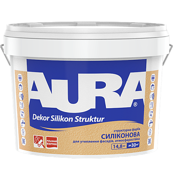 Структурна фарба з силіконом для фасадів Aura Dekor Silikon Struktur 14,8 кг, фото 1