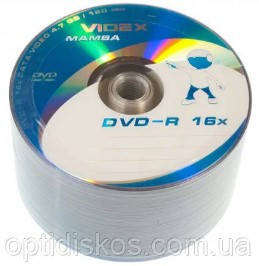 Диск DVD+R 4,7 Гб 16х Videx Mamba Bulk/50 шт.