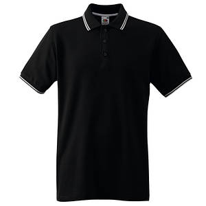 Чорне поло з білою окантовкою Premium