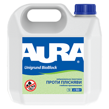 Зміцнювальна антицвілева ґрунтовка Aura Unigrund Bioblock 5л