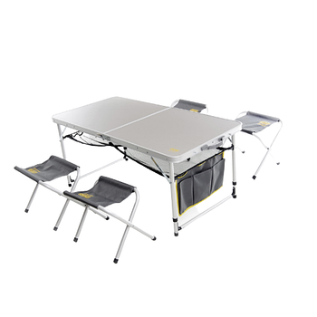 Набір меблів для пікніку Premium на 4 людини стіл-валіза з полицею + 4 стільця 120*60*70см СИЛА