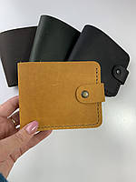 Женский кошелек Бифольд, женское портмоне на кнопке, женский кошелек рыжего цвета, кожа Crazy Horse