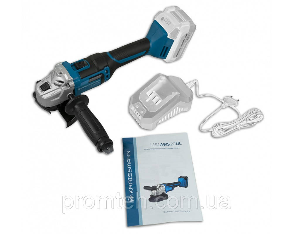 Болгарка акумуляторна KRAISSMANN 1251 AWS 20UL (акумулятор 4000 мАг та зарядний пристрій), фото 1