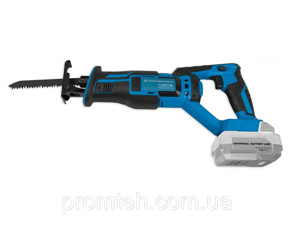 Пила шабельна акумуляторна KRAISSMANN 261 AUS 20UL (акумулятор 4000 мАг та зарядний пристрій), фото 1