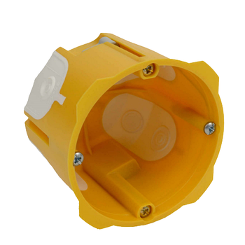 Коробка універсальна в пустотілі стіни з еласт.ввод. 70*70мм ПВХ жовта Копос KPRL 68-70/LD