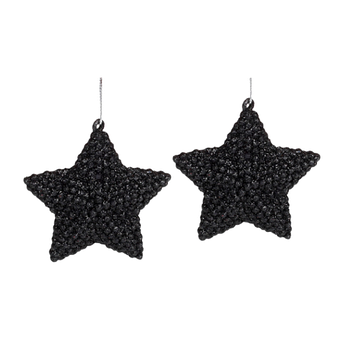 Набір ялинкових прикрас Зірка 2шт 7,5см чорний глітер БОНА ДИ