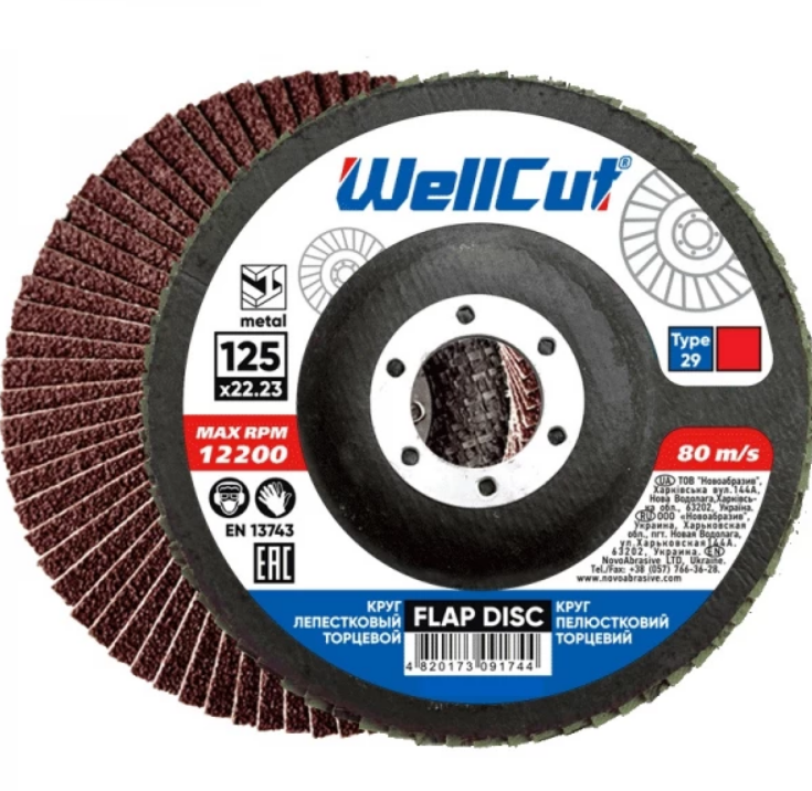 Диск пелюстковий торцевий d125мм T29 P40 WellCut NovoAbrasive, фото 1