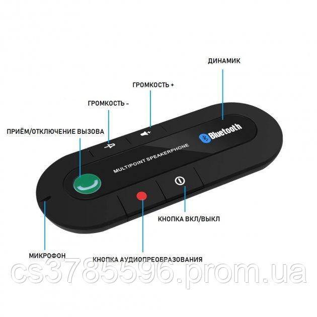 Беспроводное устройство громкой связи Bluetooth Handsfree Kit Speaker в авто - фото 2 - id-p1765809589