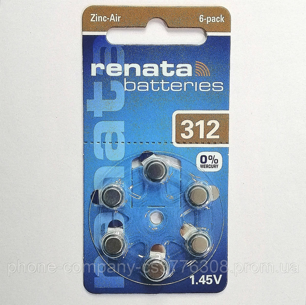 Батарейка Renata ZA 312 Maratone + (для слухових апаратів) 1уп по 6шт ...