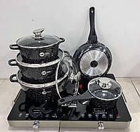 Набір посуду з гранітним антипригарним покриттям Higher Kitchen HK-305 з 14 предметів, фото 9