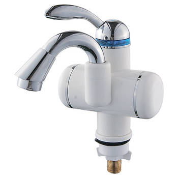 Кран-водонагрівач проточний LZ 0,4-5бар 3,0кВт для раковини гусак вигнутий на гайці Aquatica LZ-5A11