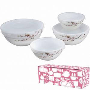 Набір салатників 4 предмети Японська вишня (d17,8/15,2/12,7/10,7см) з кришкою 30054 S&T