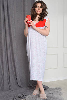 Нічна сорочка жіноча білого кольору з червоними вставками розмір 56                                  154667T Безкоштовна доставка