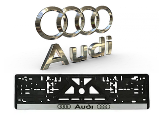 Рамка номерного знака пластик для AUDI (Укр). Пластикова рамка на номери 1 шт.