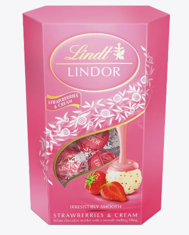 Шоколадні цукерки Lindt Lindor йогурт і полуниця 200 г.