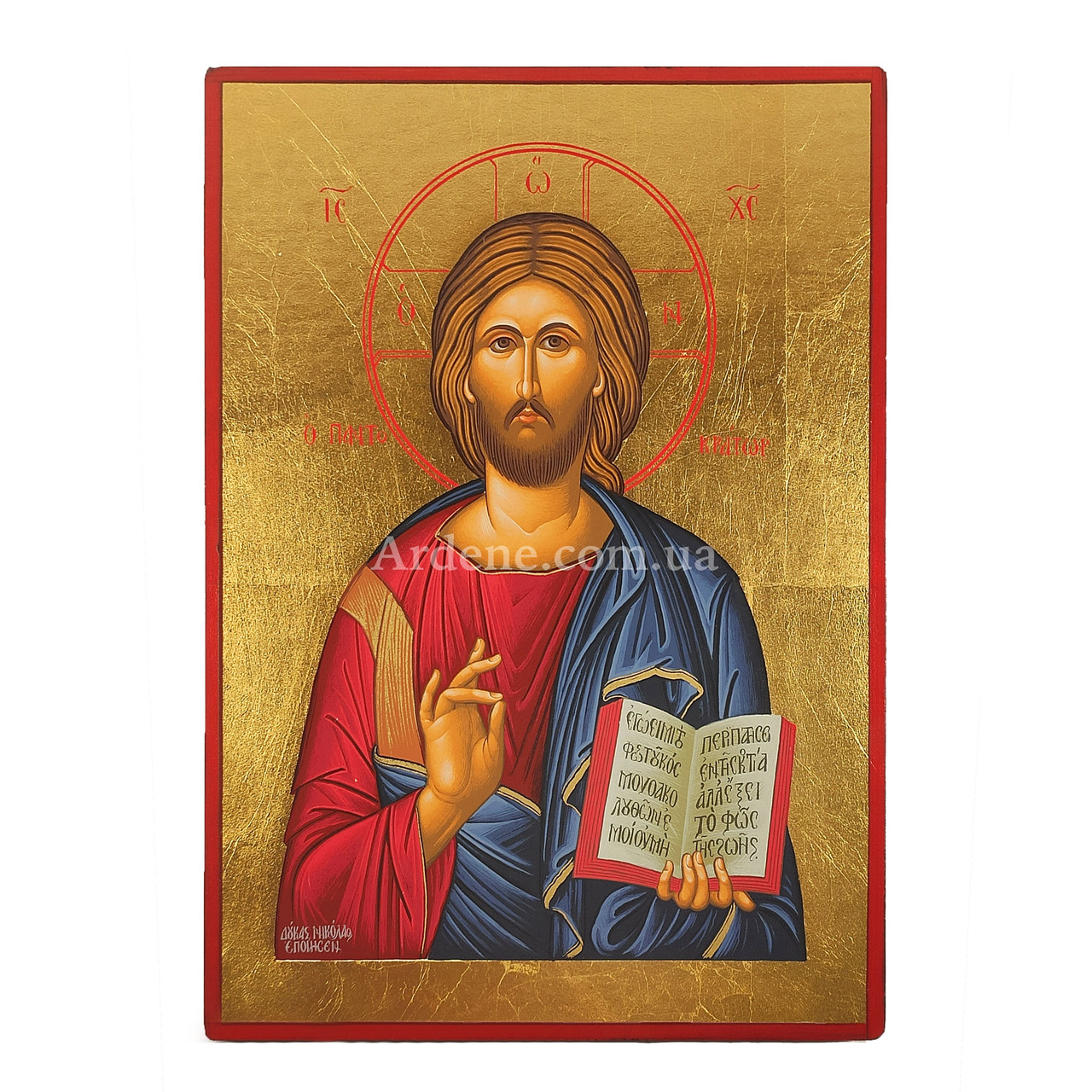 Икона Спаситель Иисус Христос Ручная Роспись на Холсте и Позолота ...