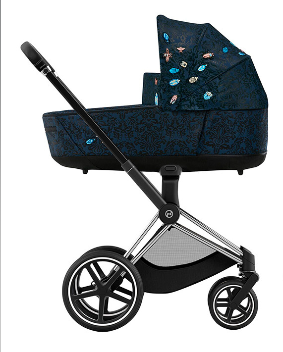 Коляска Cybex Priam 4.0 шасі Chrome Black + люлька Jewels of Nature, фото 1