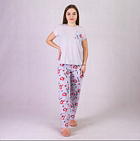 Женская красивая теплая пижама Сердечки, размер46-48,50-52,54-56