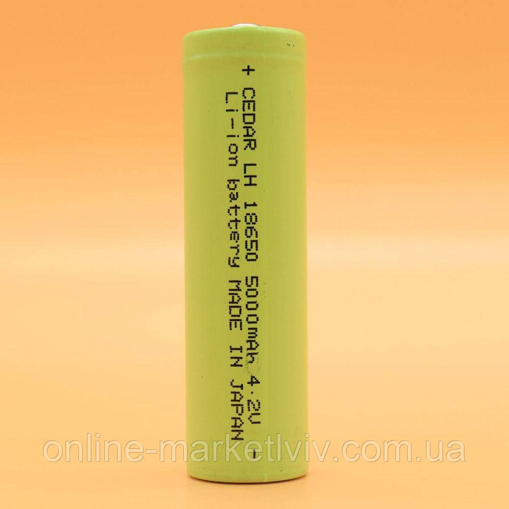 Акумулятор 18650, Li-Ion, 5000 мАг, 3,7В, Cedar / Акумуляторна літій-іонна батарейка