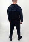 Чоловічий спортивний костюм Nike чорний із синім із капюшоном весняний осінній  ⁇  Комплект Найк худі та штани, фото 2