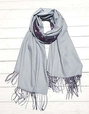 Кашеміровий шарф палантин Ромашки 180*60 см ліловий/сірий, фото 3