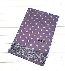 Кашеміровий шарф палантин Ромашки 180*60 см ліловий/сірий, фото 4