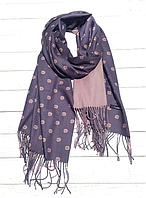 Кашемировый шарф палантин Ромашки 180*60 см лиловый/пудра