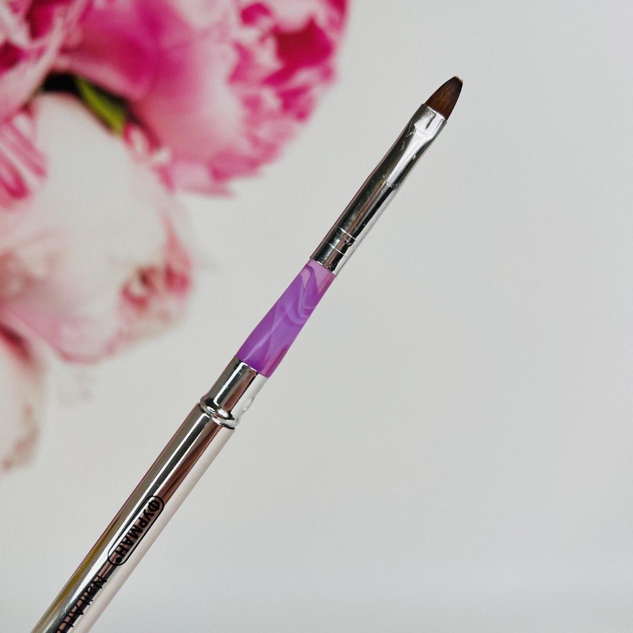 Пензлик для гелю закруглений №6 з металевою ручкою, фото 1