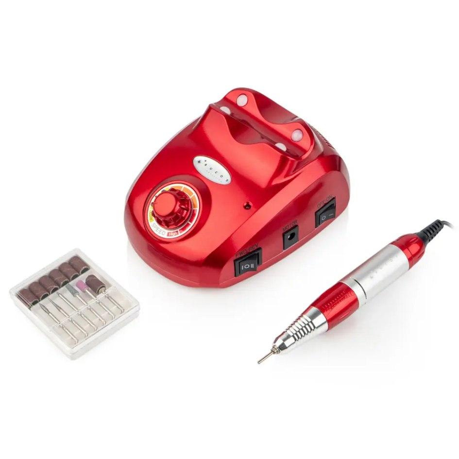 Фрезер для манікюру BUCOS ZS-603 PRO 45W 35000 об + 6 фрез, червоний, фото 1