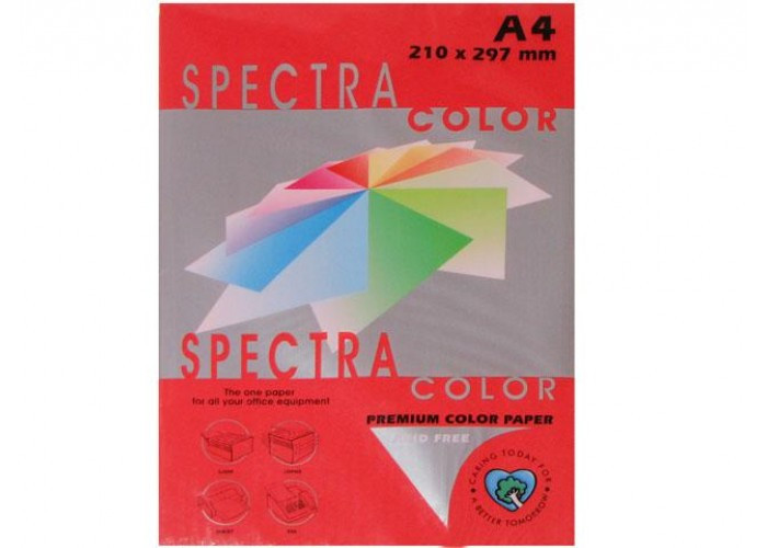 Цветная бумага  А4 80г/м2 Spectra Color Red 250(100)