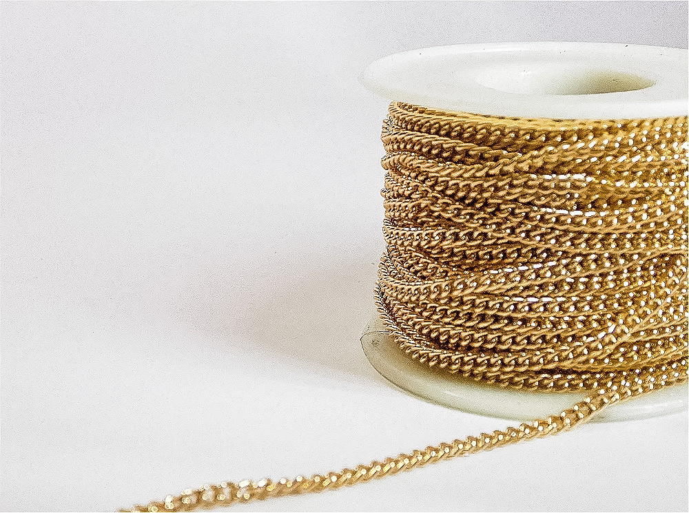 Ланцюжок на метраж Finding Пласка Золотистий Алюміній 2.2 мм x 3 мм Ціна за 1 метр