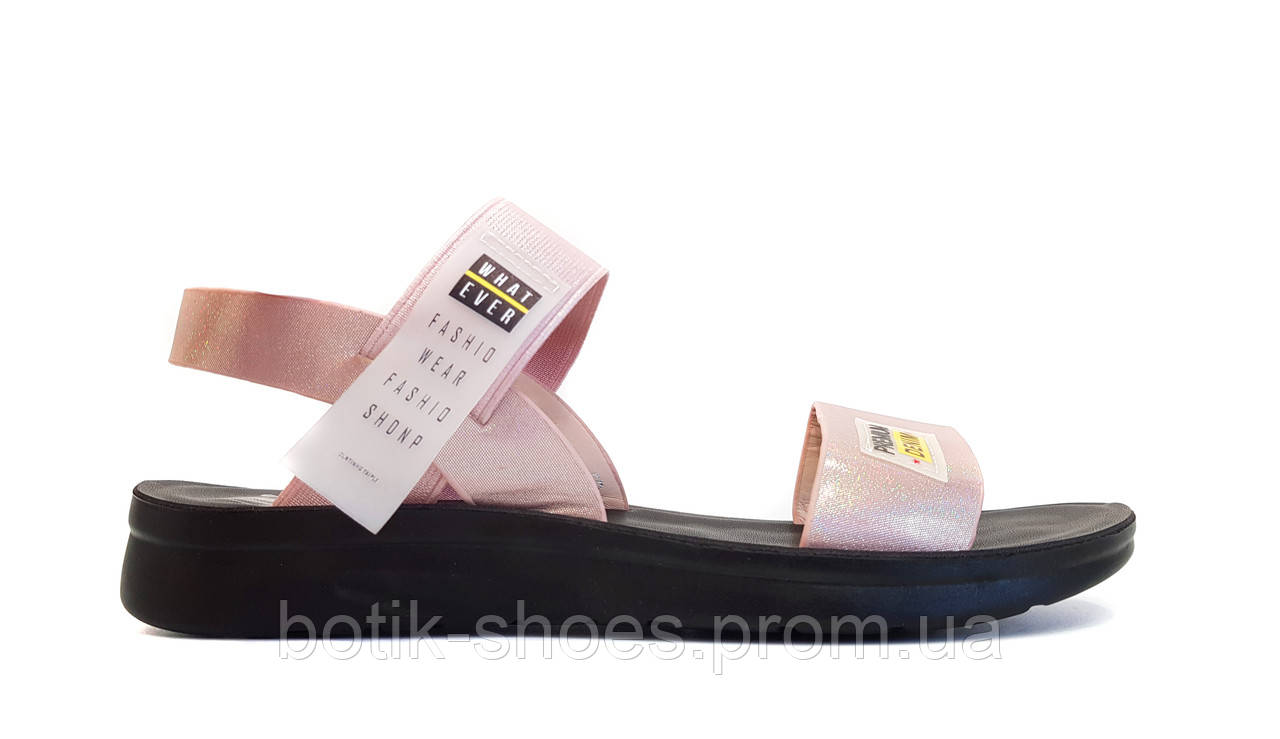 Модні молодіжні сандалі босоніжки літні жіночі еко шкіра без підбору повсякденні зручні легкі якісні рожеві 39 розмір Ashiguli 923
