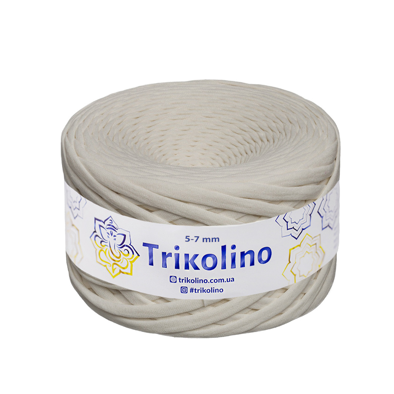 Трикотажна пряжа Trikolino, 5-7 мм., 100 м., Айворі, нитки для в'язання