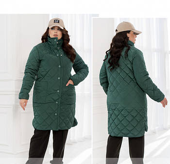 / Розмір 46-48,50-52,54-56,58-60,62-64,66-68 / Жіноча стьобана куртка великих розмірів / 2430-Зелений