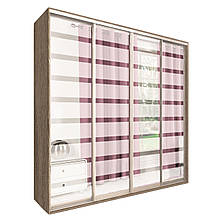 Шафа купе чотирьохдверна ТОП 4 2380х450х2100 мм ДСП + Дзеркало з художнім матуванням Модерн