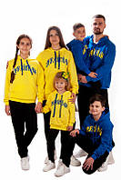 Патріотичний худі для дітей Family Look Oversize 98,104,110см синій\жовтий UKRAINIAN